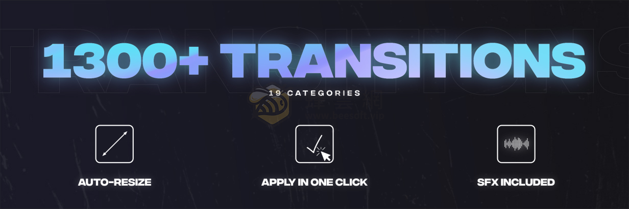 AtomX BASE Transitions and Motion Graphics v3 31018620 - 4000+無縫轉場文字標題動畫調色預設分屏效果視覺特效(VFX) 以及 音效等