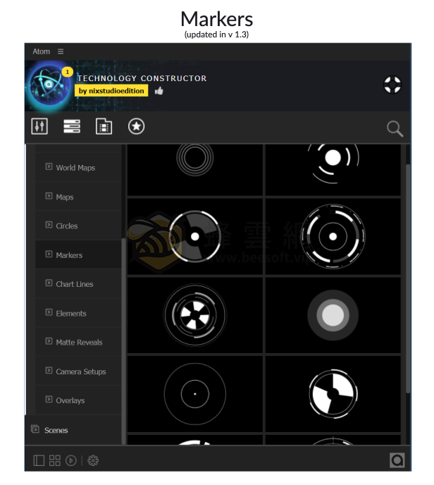 AtomX Technology Constructor 25146667 v2.5 - ​650+科技感動畫元件HUD介面數據流網格光軌粒子掃描