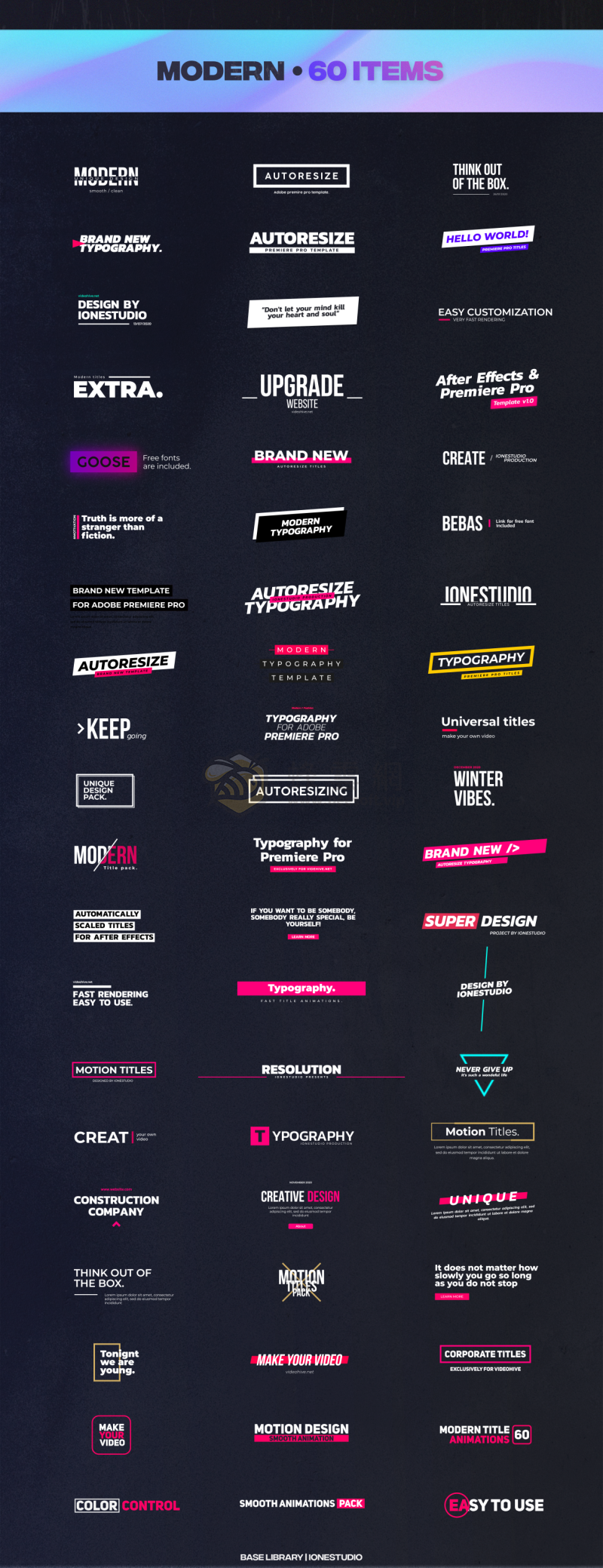 AtomX BASE Transitions and Motion Graphics v3 31018620 - 4000+無縫轉場文字標題動畫調色預設分屏效果視覺特效(VFX) 以及 音效等