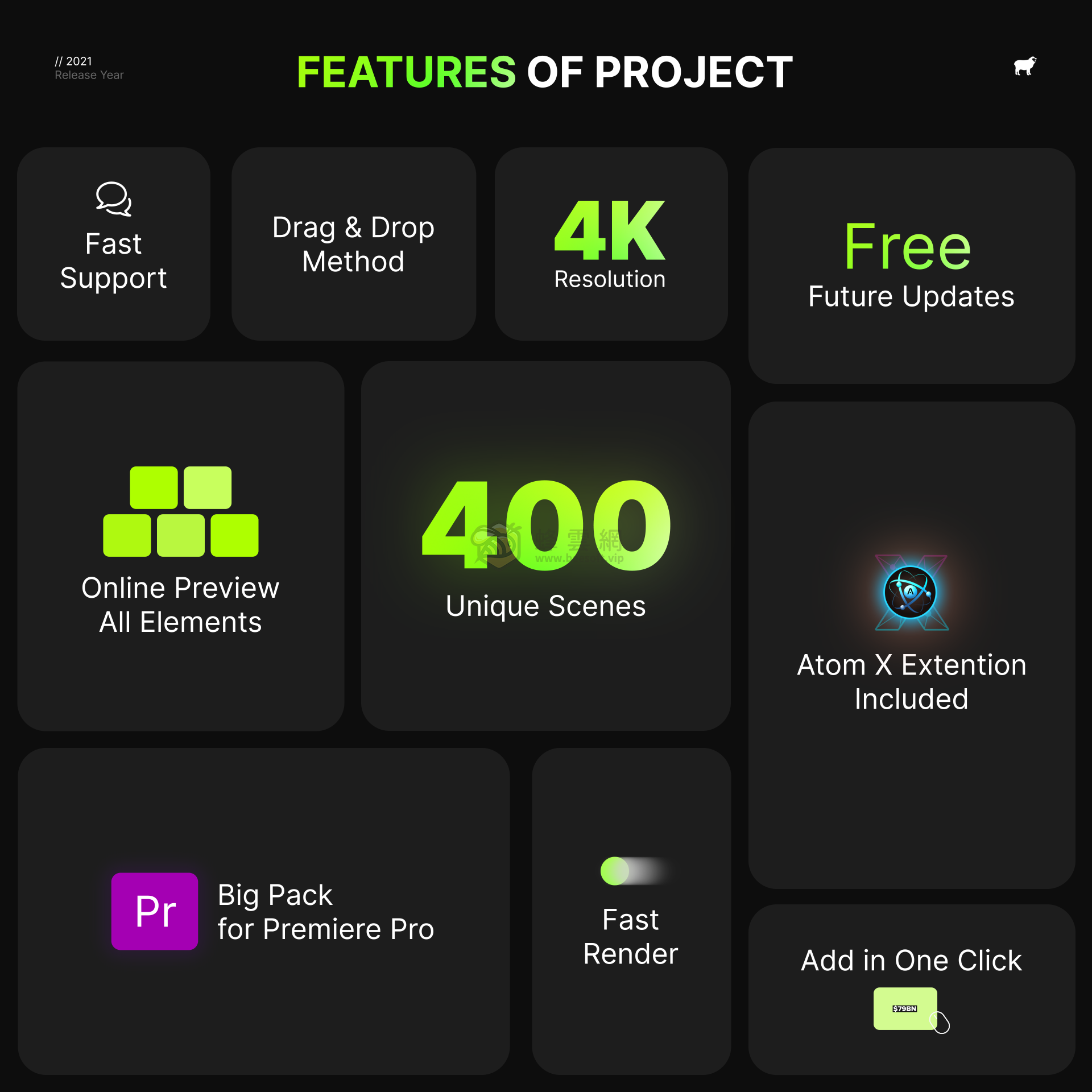 AtomX Just Typography Pack 34410712 - 400組時尚創意字幕條標題排版設計文字動畫