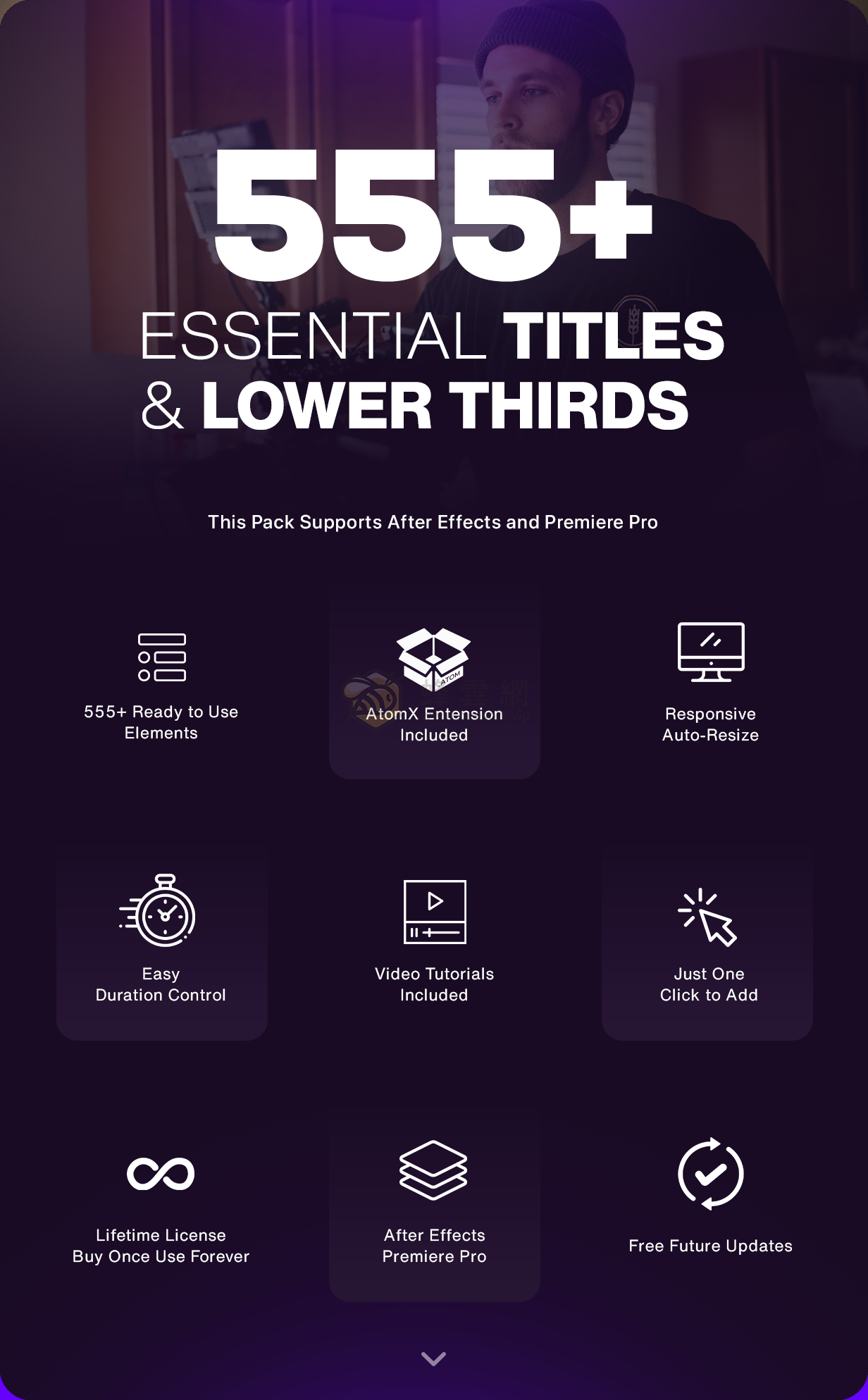 AtomX Essential Titles and Lower Thirds - 550+創意動畫標題和字幕條預設包