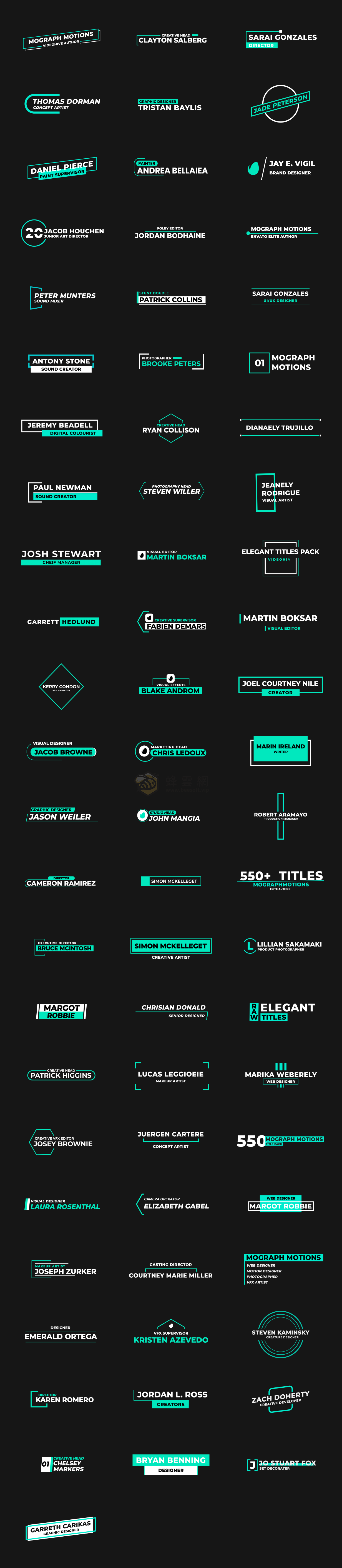 AtomX Essential Titles and Lower Thirds - 550+創意動畫標題和字幕條預設包