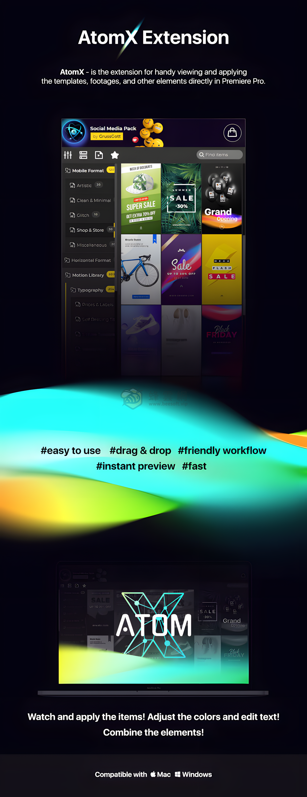 AtomX Instagram Stories and Motion Graphics 34020079 - 2000+專業社群媒體動態圖形預設包