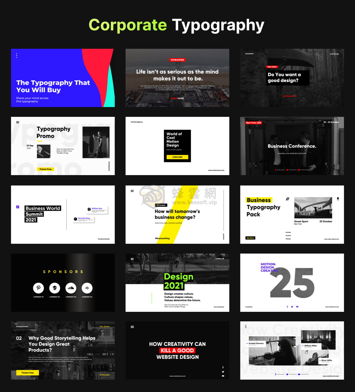 AtomX Just Typography Pack 34410712 - 400組時尚創意字幕條標題排版設計文字動畫