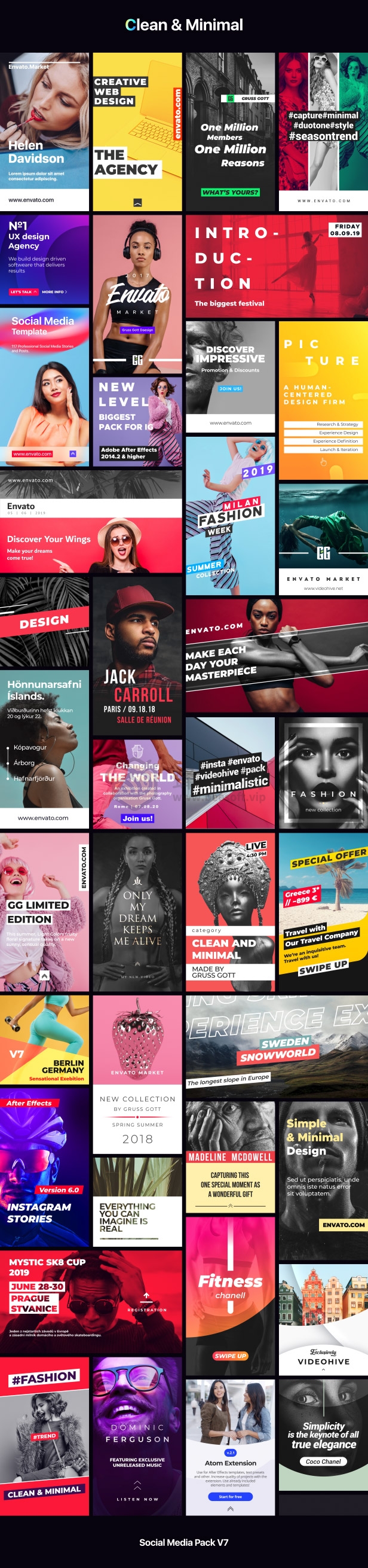 AtomX Instagram Stories and Motion Graphics 34020079 - 2000+專業社群媒體動態圖形預設包