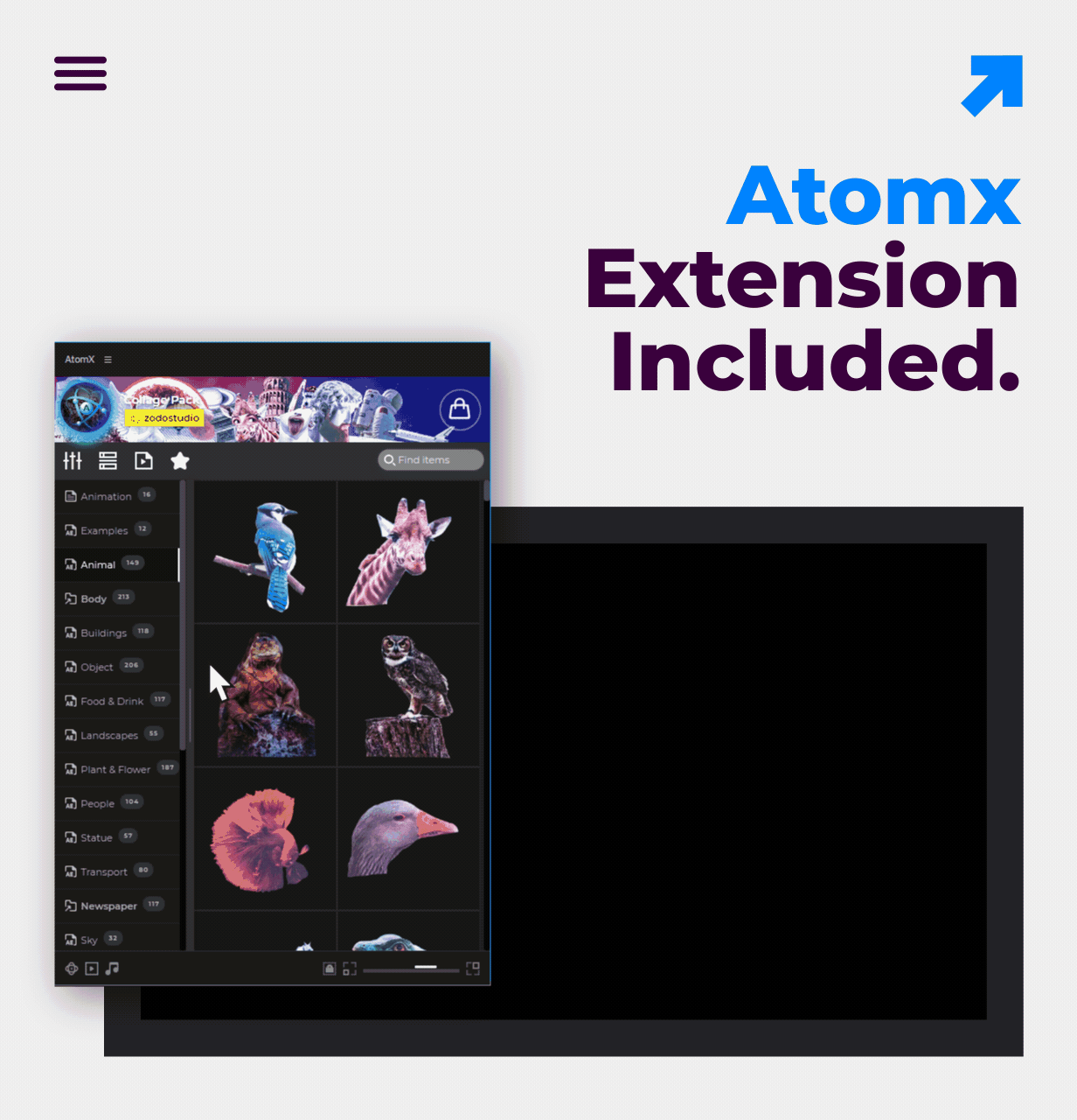 PR預設 | AtomX Collage Creator 40045374 - 2400組創意動物食物風景交通花朵植物嘴鼻眼睛手腳頭髮日常物品復古定格貼紙動畫