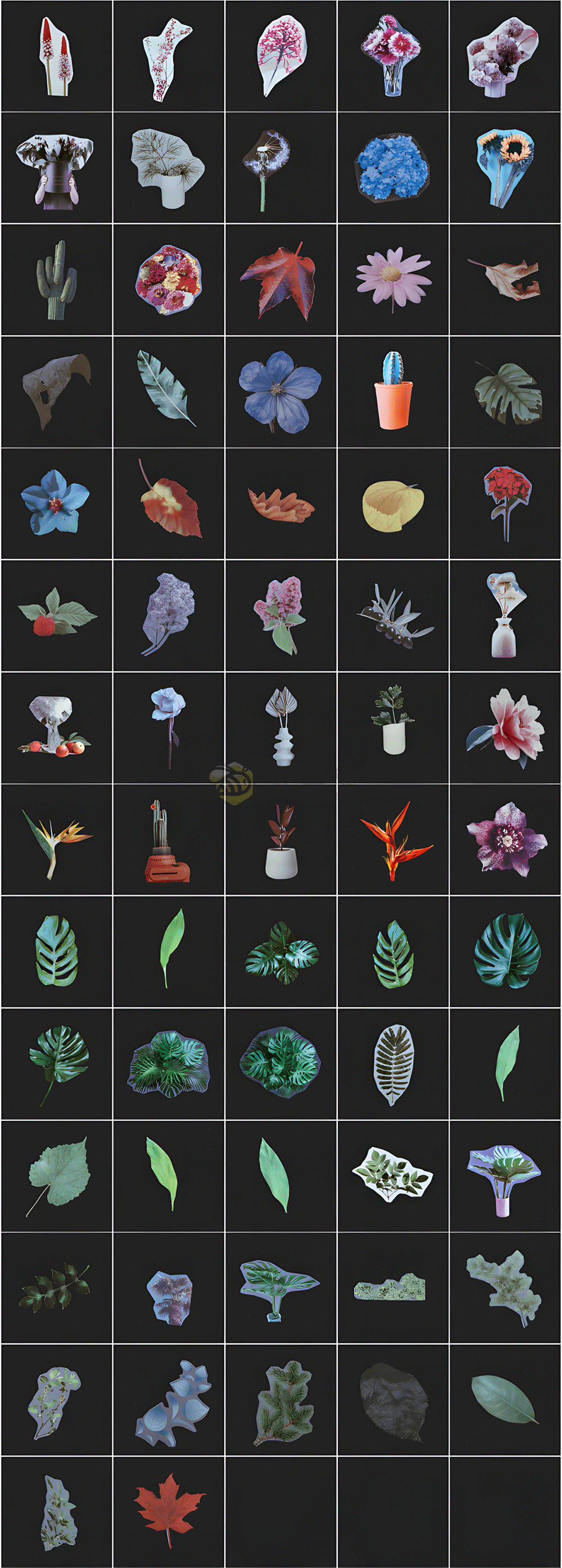 PR預設 | AtomX Collage Creator 40045374 - 2400組創意動物食物風景交通花朵植物嘴鼻眼睛手腳頭髮日常物品復古定格貼紙動畫