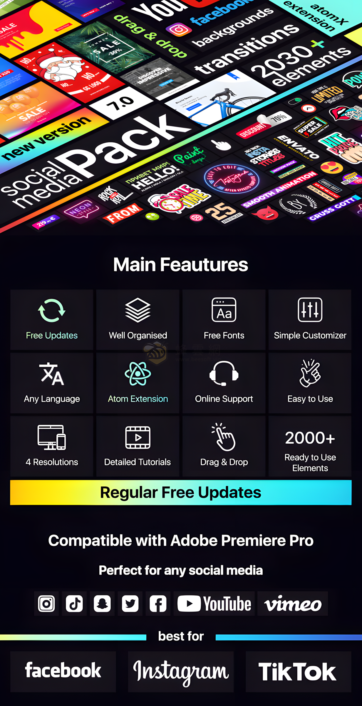 AtomX Instagram Stories and Motion Graphics 34020079 - 2000+專業社群媒體動態圖形預設包
