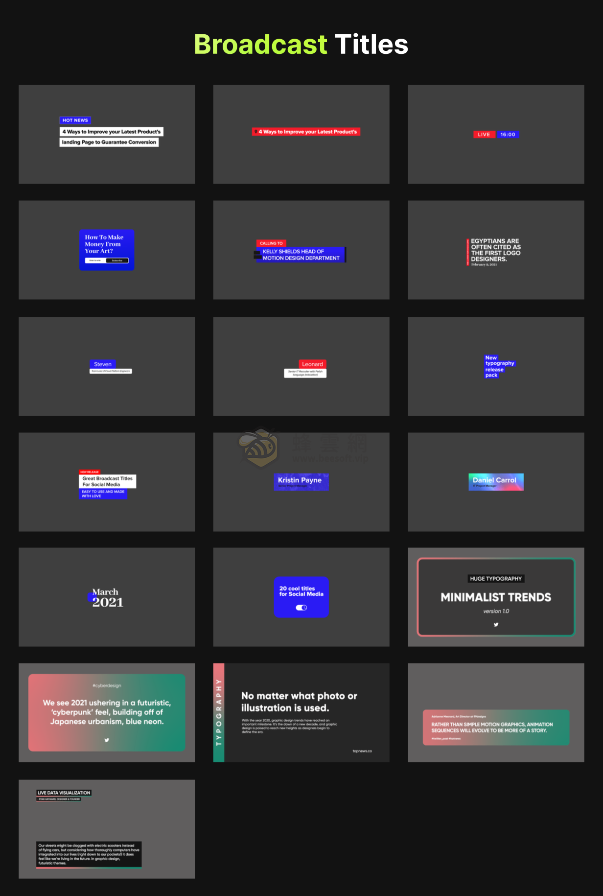 AtomX Just Typography Pack 34410712 - 400組時尚創意字幕條標題排版設計文字動畫