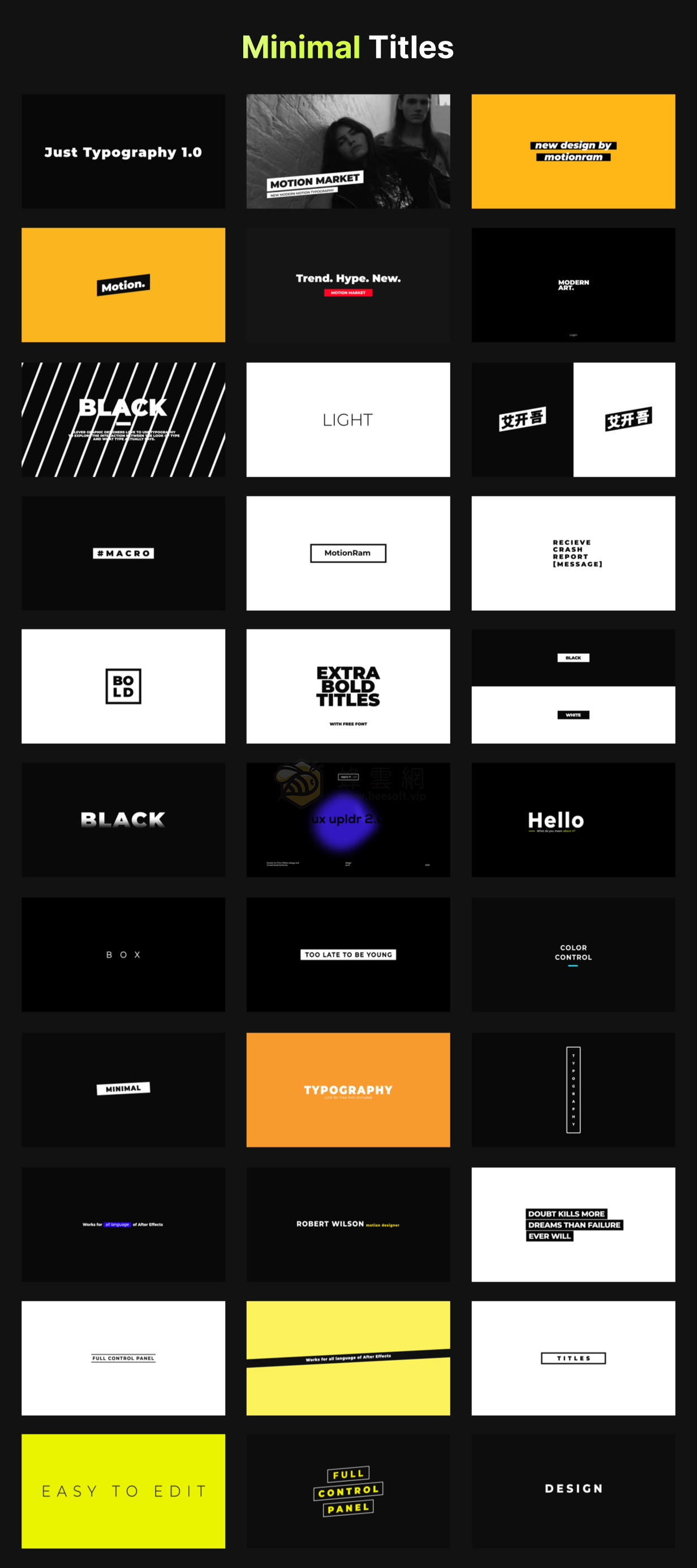 AtomX Just Typography Pack 34410712 - 400組時尚創意字幕條標題排版設計文字動畫