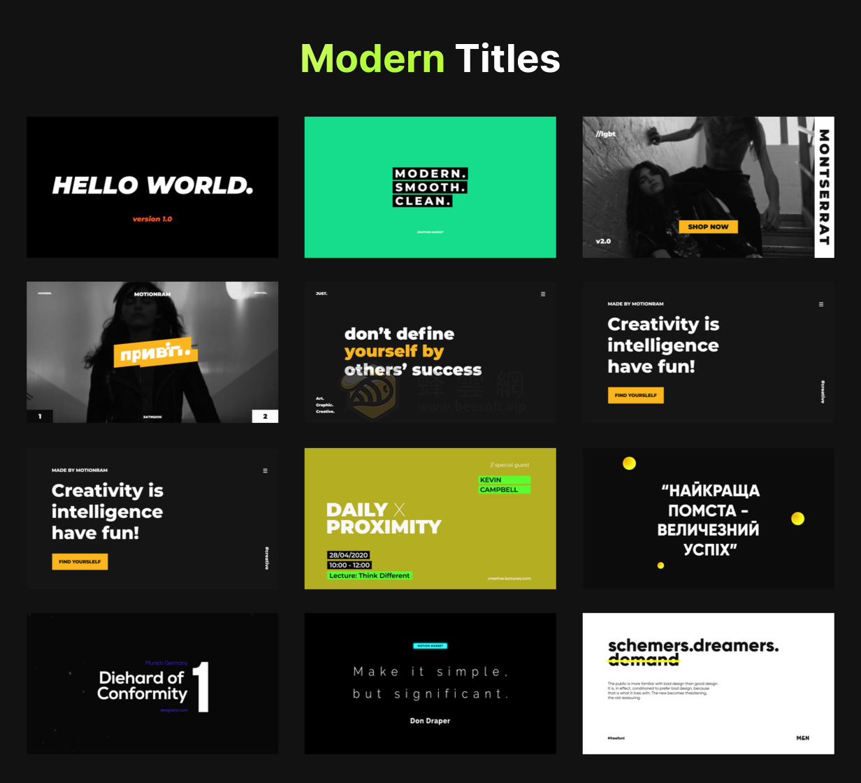 AtomX Just Typography Pack 34410712 - 400組時尚創意字幕條標題排版設計文字動畫