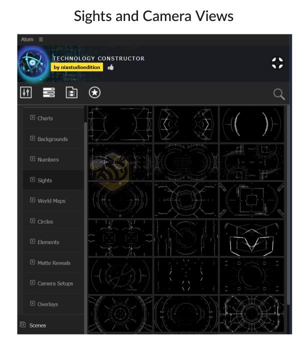 AtomX Technology Constructor 25146667 v2.5 - ​650+科技感動畫元件HUD介面數據流網格光軌粒子掃描