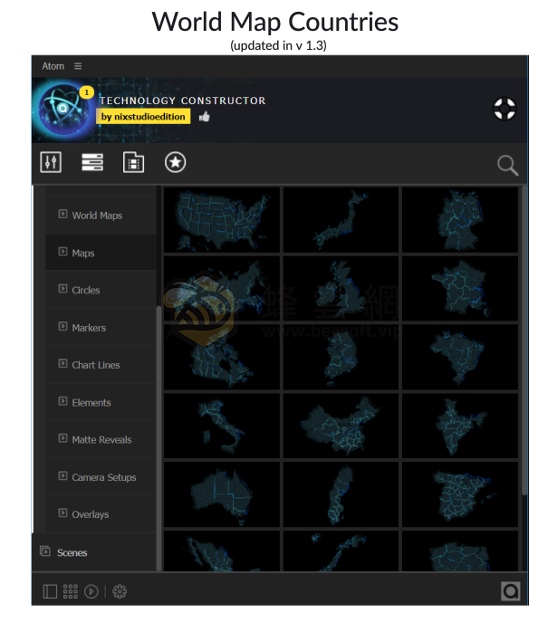 AtomX Technology Constructor 25146667 v2.5 - ​650+科技感動畫元件HUD介面數據流網格光軌粒子掃描
