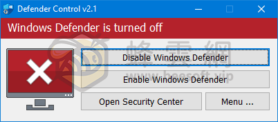 Defender Control v2.1 官方中文免安裝版 – Windows Defender 內建防毒關閉工具