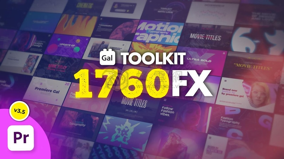 PR預設 | AtomX Aniom Gal Toolkit for Premiere Pro v3.5 - 1760組無縫轉場調色分屏背景文字標題字幕影片特效動畫