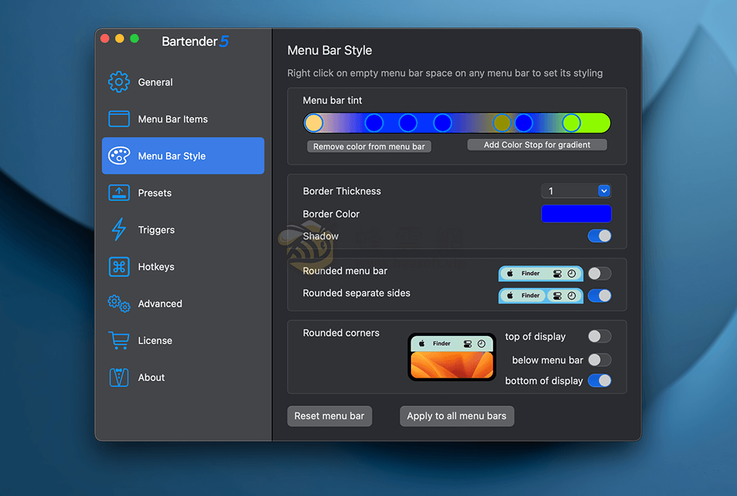 Bartender v6.1.2 For Mac 一款屡获殊荣的菜單欄管理工具