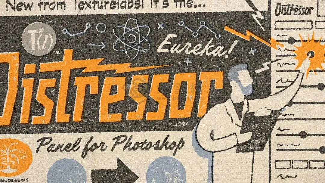 PS外掛｜Distressor Texturelabs v1.0.7 簡中漢化不亂碼+英文版_復古紋理老化破損效果生成插件 win&amp;mac