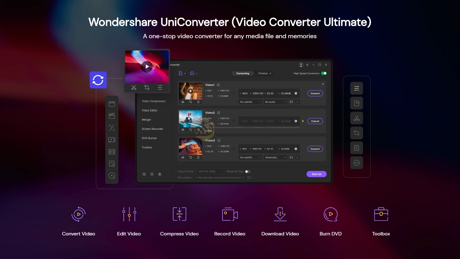 萬興優轉 Wondershare UniConverter v17.1.0.454 多語便攜破解版:全能影片工具箱,支持4K/8K無損轉換、AI壓縮、批次浮水印去除、130種語言翻譯、萬站影片下載,免啟用免登錄、綠色便攜、輸出無浮水印!