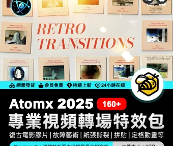 AtomX Transitions By Whiterecord 48484295 – 160組復古電影膠片故障紙張撕裂拼貼定格轉場動畫預設
